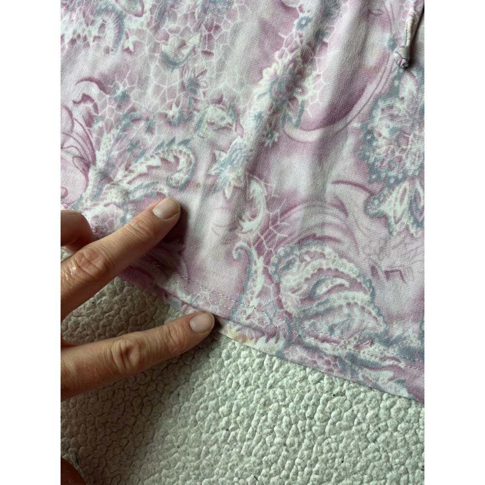 Vintage 90's Rave Pastel Pink Paisley Bell Sleeve Top Blouse Womens Medium - Picture 5 of 9